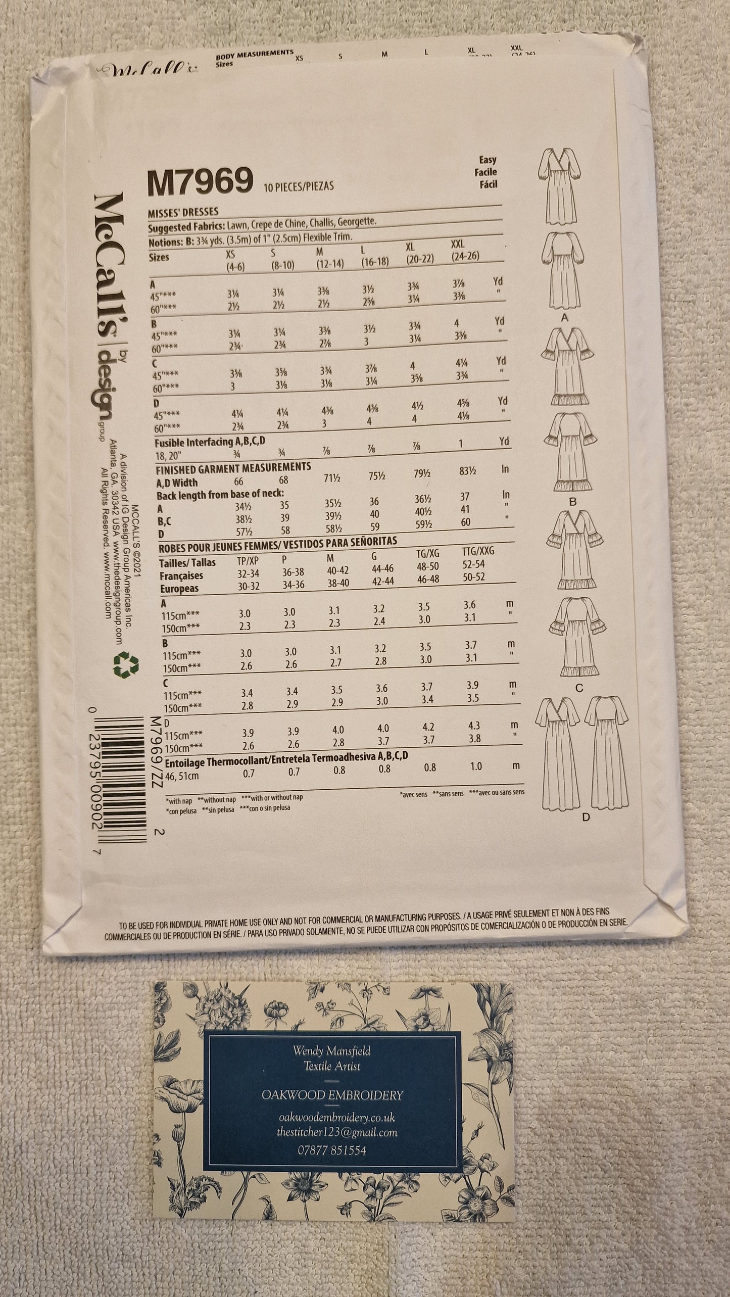 Dressmaking Pattern - McCall's - M7969 - Sizes L, XL, XXL