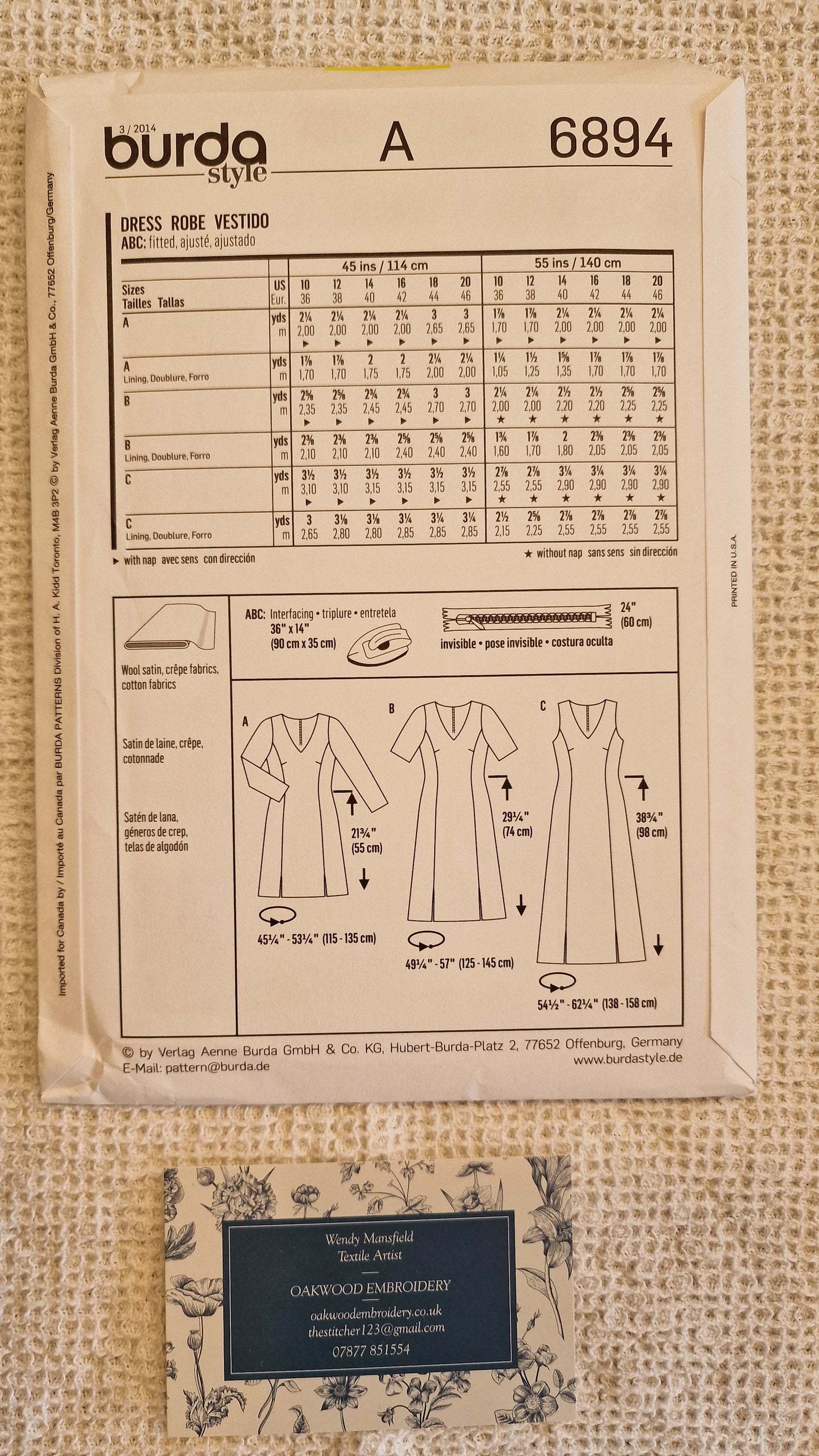 Dressmaking Pattern - Burda Style - 6864 - Size EU 36-48 & US 10-20