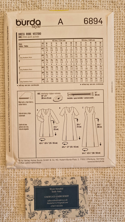 Dressmaking Pattern - Burda Style - 6864 - Size EU 36-48 & US 10-20