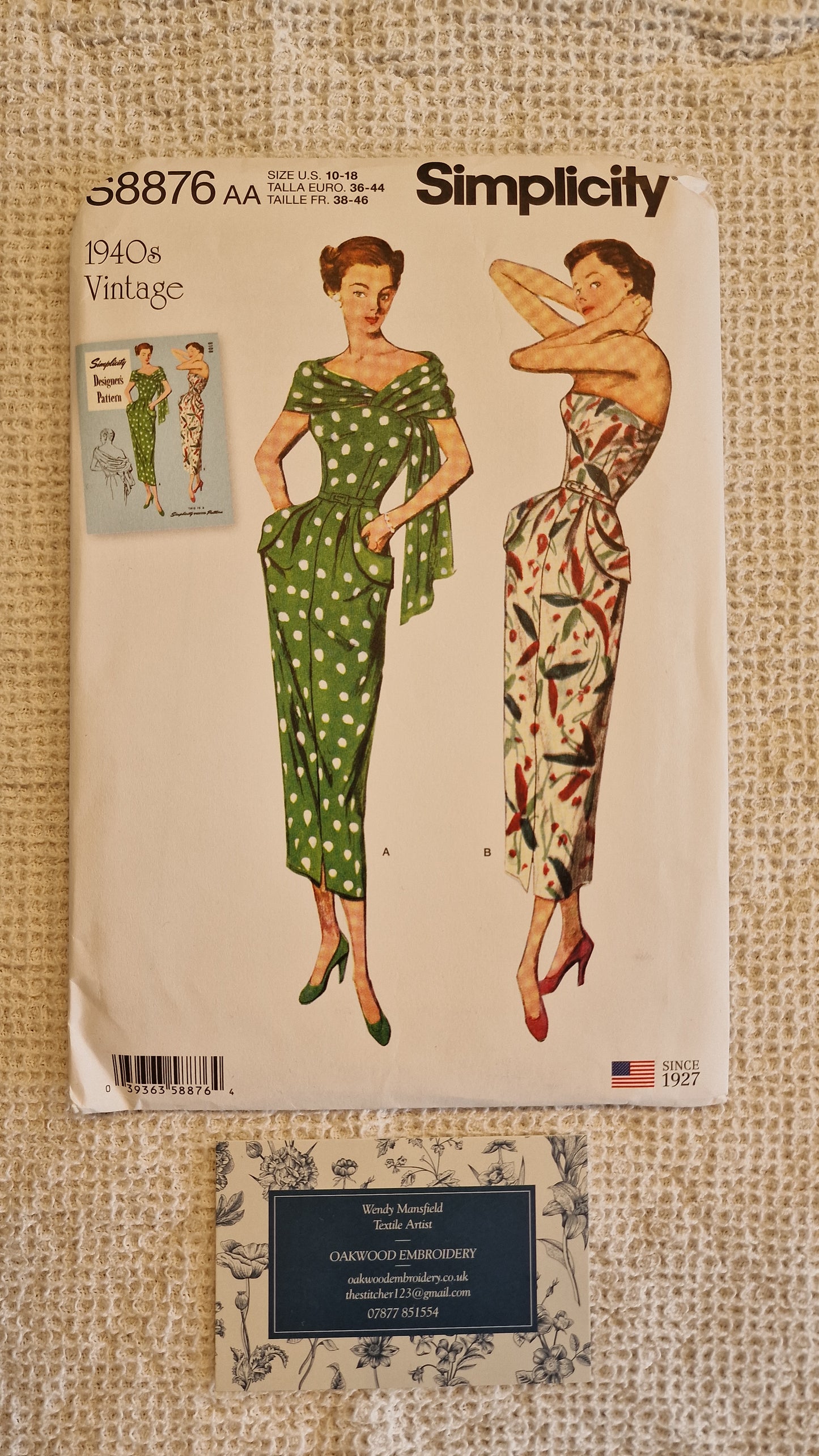 Dressmaking Pattern - Simplicity S8876 - Vintage 1940's - Size 10-18