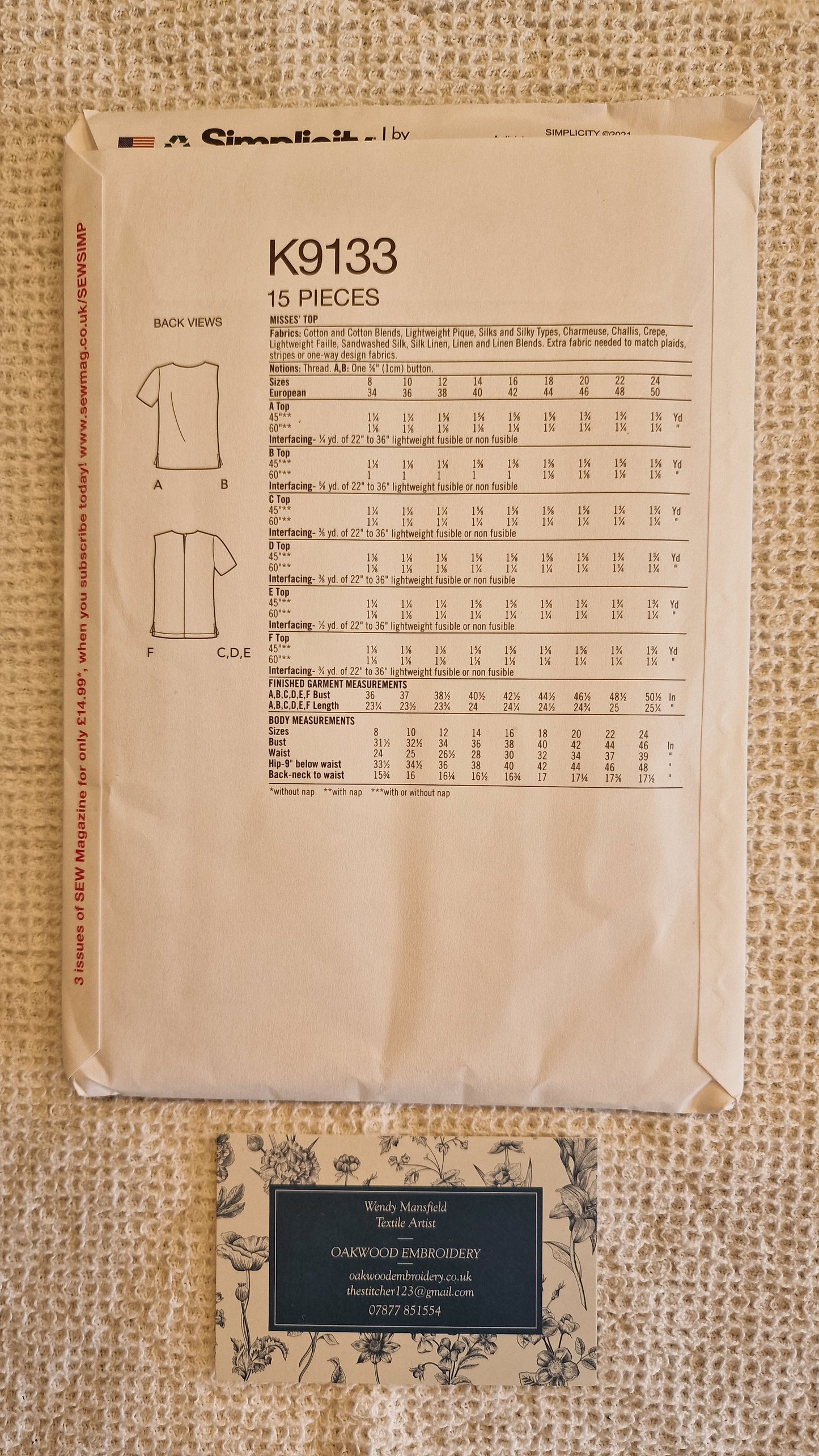 Dressmaking Pattern - Simplicity K9133 - Size 8-16