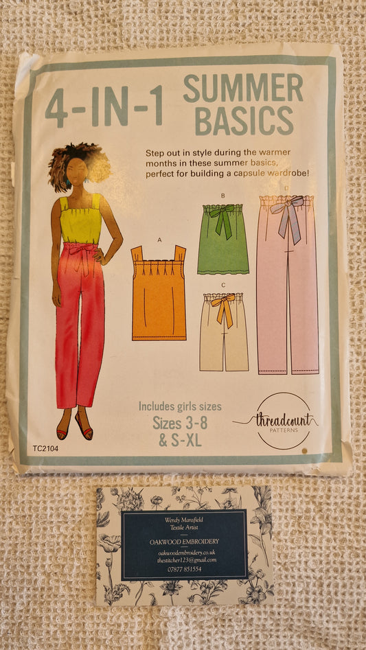 Dressmaking Pattern - Threadcount Patterns - Summer Basics 4 in 1 - Size S-XL & Girls Size 3-8