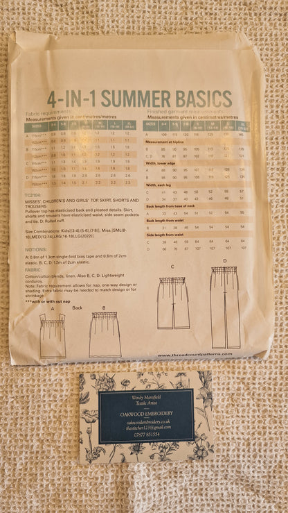 Dressmaking Pattern - Threadcount Patterns - Summer Basics 4 in 1 - Size S-XL & Girls Size 3-8