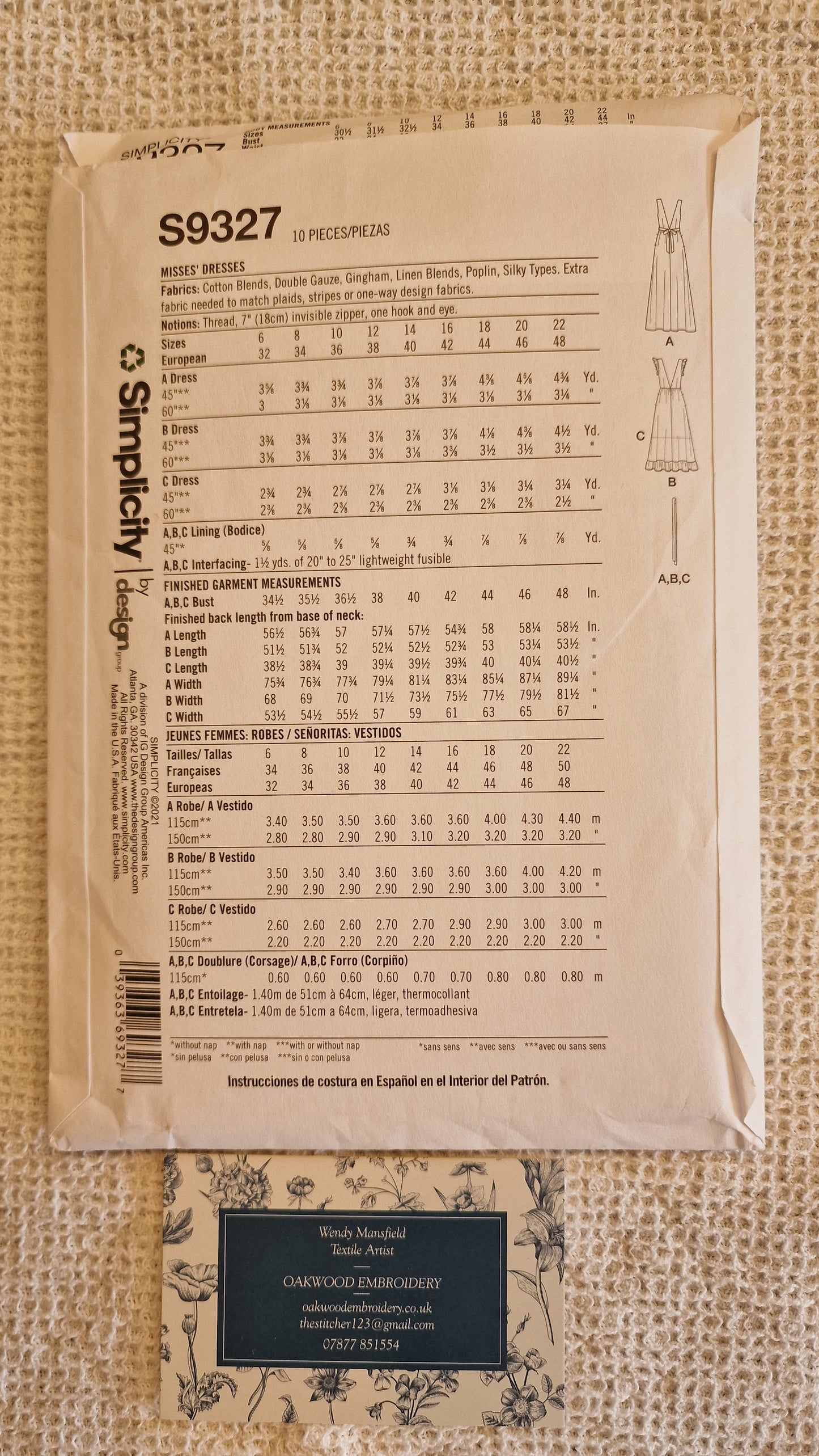 Dressmaking Pattern - Simplicity S9327 - Size 14-22