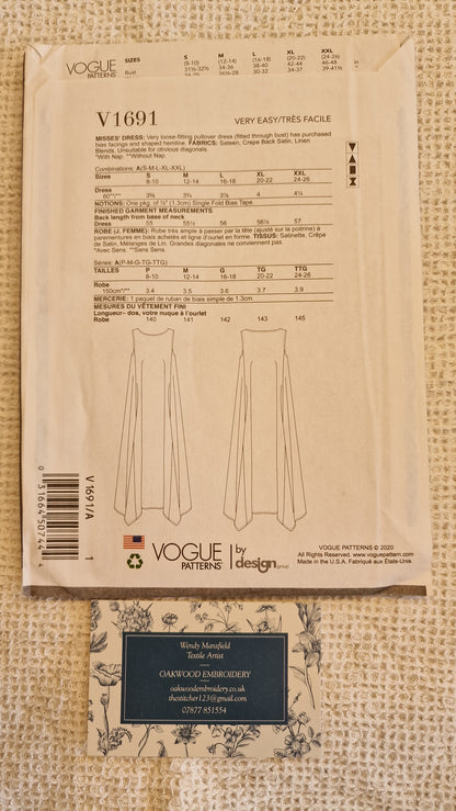 Dressmaking Pattern - Vogue V1691 - Tom and Linda Platt - Size S - XXL