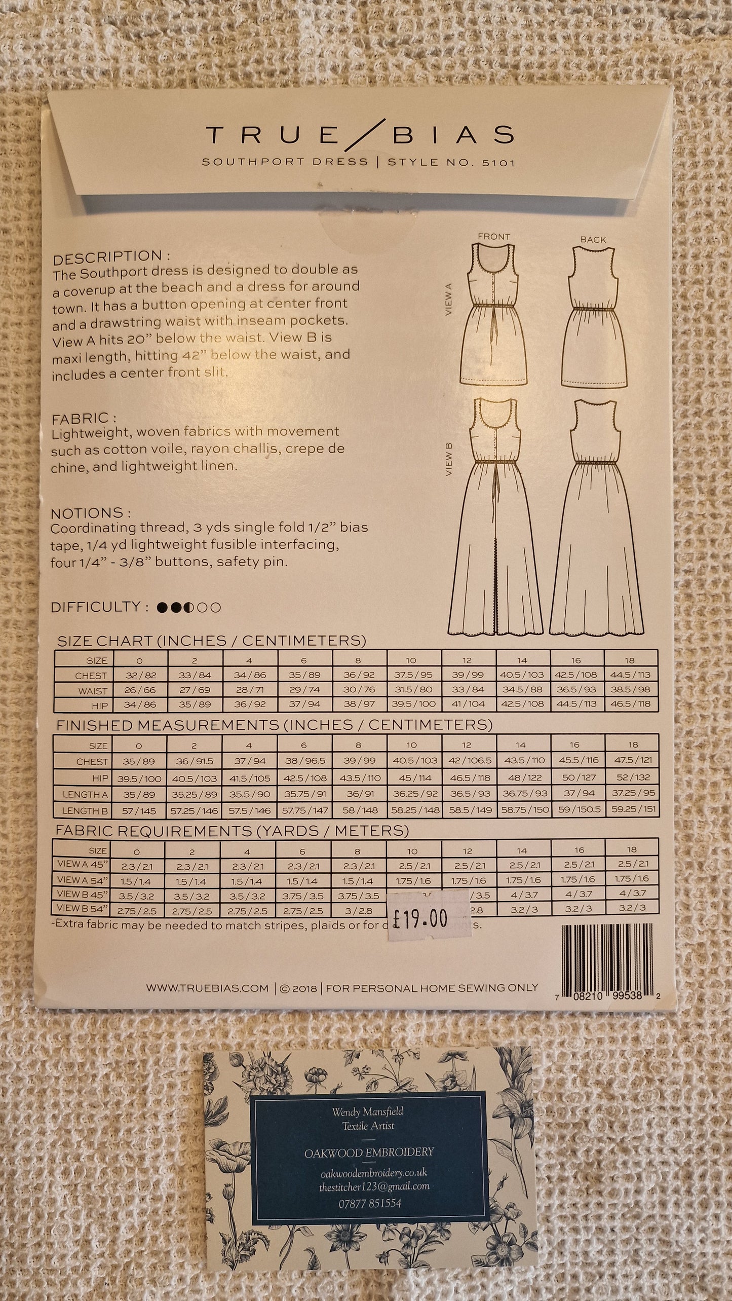 Dressmaking Pattern - True Bias - Southport Dress - Size 4-18