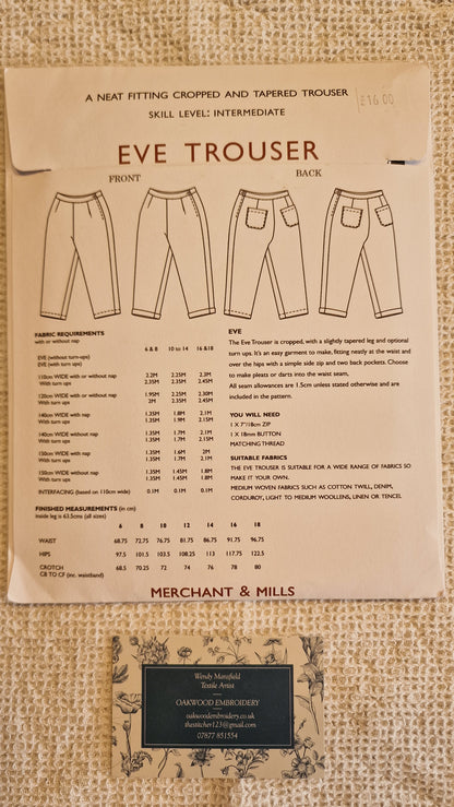 Dressmaking Pattern - Merchant & Mills - Eve Trouser - Size 6-18