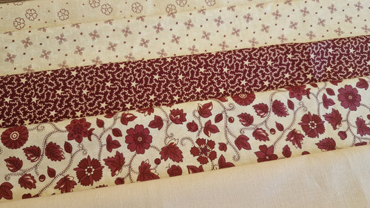 Pre-cut Fabric Bundle A - Red and Cream 2.5 Meter Bundle